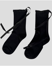 High Heel Jungle - Lara Satin Trim Cotton Socks - 2 Pairs