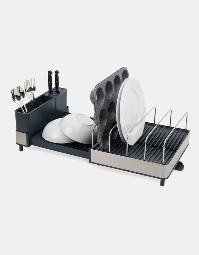 Joseph Joseph - Extend™ Max Steel High-Capacity Expanding Cookware Dish Rack with Draining Spout