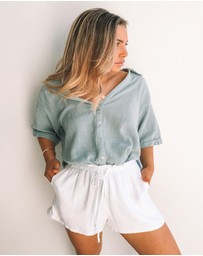 Esther & Co - Fraise Top - Faded Teal