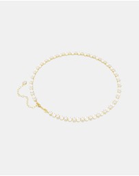 Swarovski - Matrix Tennis Necklace, Crystal Pearl, Round Cut, White, Gold-tone Plated