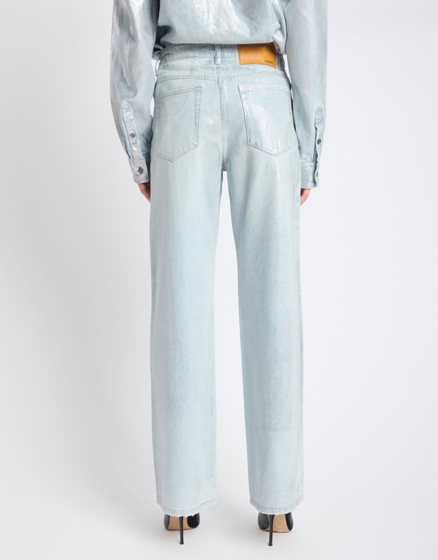 ONE TEASPOON - Jackson Mid Waist Wide Leg Denim Jeans - Blue Chrome