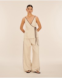 AERE - Linen Wrap Top