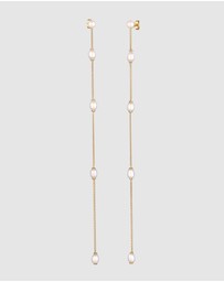 Elli Jewelry - Earrings Stud White Freshwater Pearls 925 Sterling Silver Gold Plated