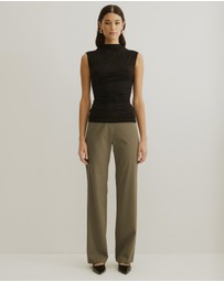 Atmos&Here - Ruched Neck Sleeveless Top