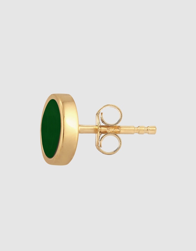 Kuzzoi - ICONIC EXCLUSIVE - Earrings Male Basic Circle Geo Enamel Green 925 Sterling Silver Gold Plated