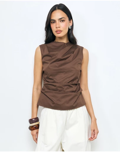 AERE - Ruched Organic Cotton Top