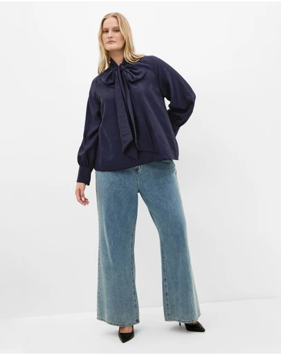 City Chic - Kelsey Neck Tie Top