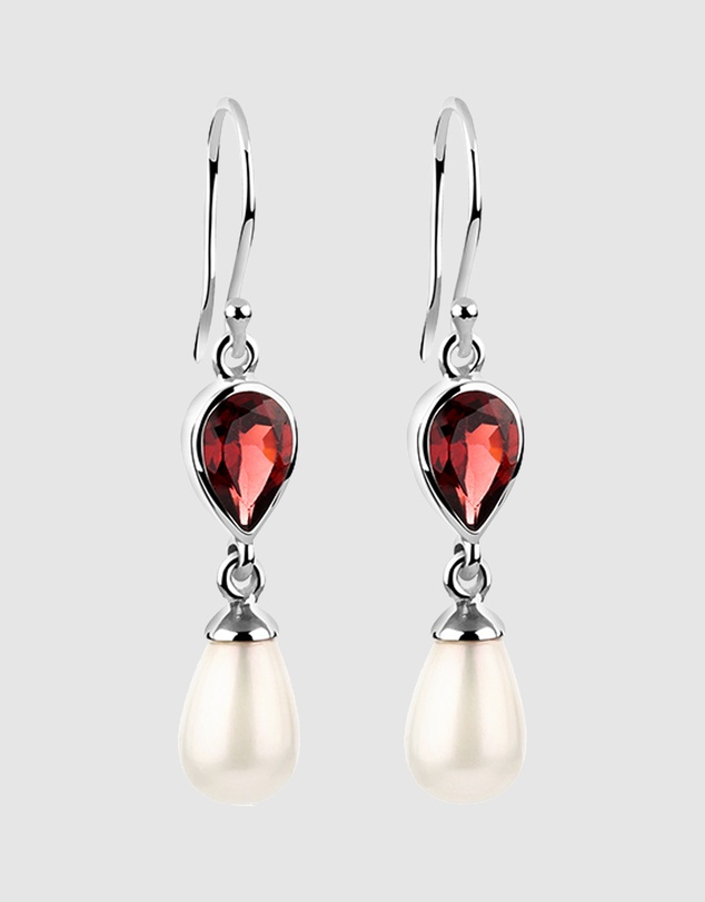 Elli Jewelry - Earrings Hanger Garnet 925 Sterling Silver