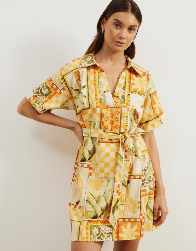 Atmos&Here - Britt Linen Blend Belted Mini Dress