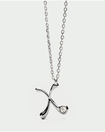 PDPAOLA - Initial 2026 X Silver Pendant Necklace