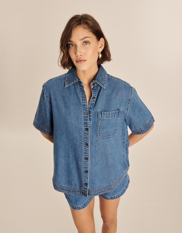 AERE - Kyra Denim Twill Oversized Shirt