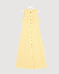 Revibe - Repaired AERE Violet Linen Button Down Midi Dress - AU 8