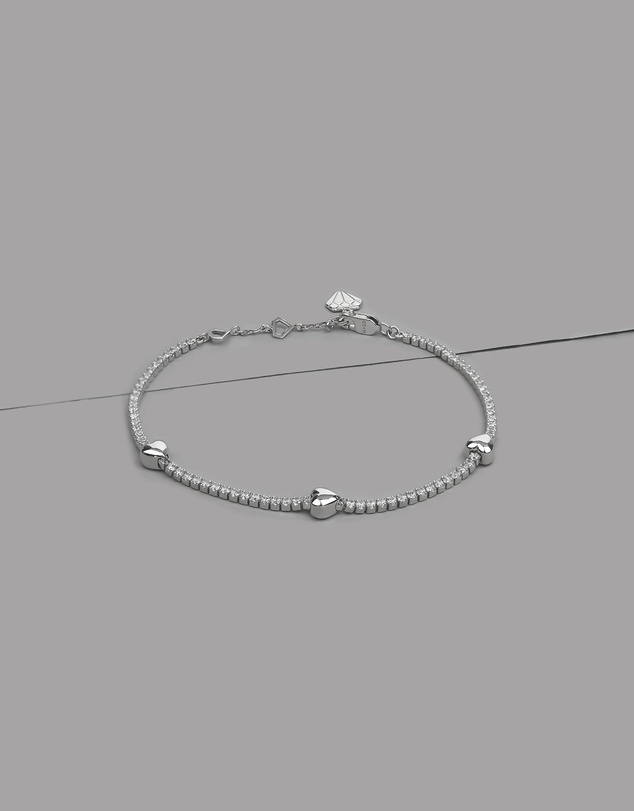Wanderlust + Co - Heart Pave 925 Sterling Silver Petite Tennis Bracelet