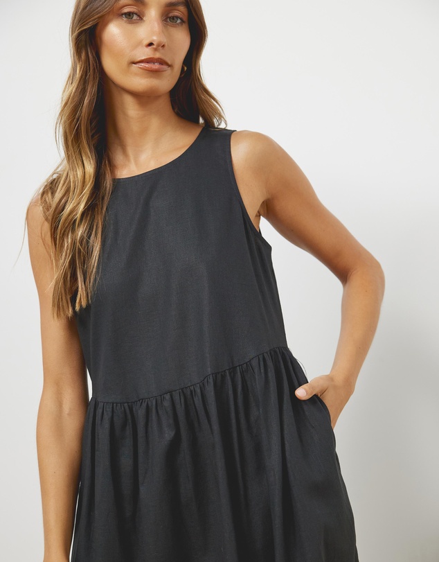 Atmos&Here - Hope Linen Blend Tiered Midi Dress