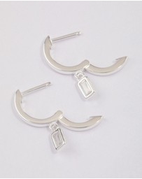Lovisa - Sterling Silver Cubic Zirconia Baguette Drop Huggie Earrings