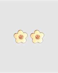 Elli Jewelry - Earrings Flower Pink Crystal in 925 Sterling Silver Gold Plated