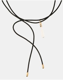 PDPAOLA - Rock Crystal Large Drop Pendant Leather Necklace