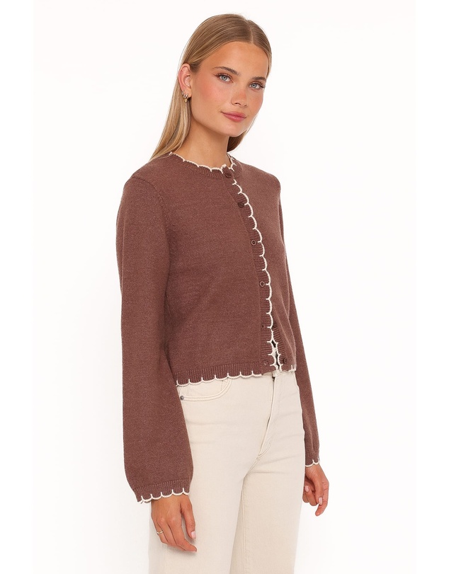 Petal & Pup - Payton Scallop Cardigan - Brown
