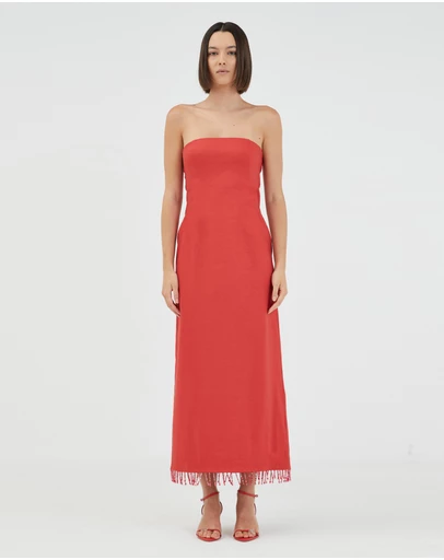 Third Form - Flame Linen Strapless Dress
