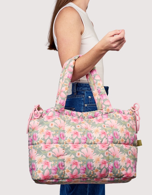 The Somewhere Co - Sage Wildflowers Marshmallow Midi Tote