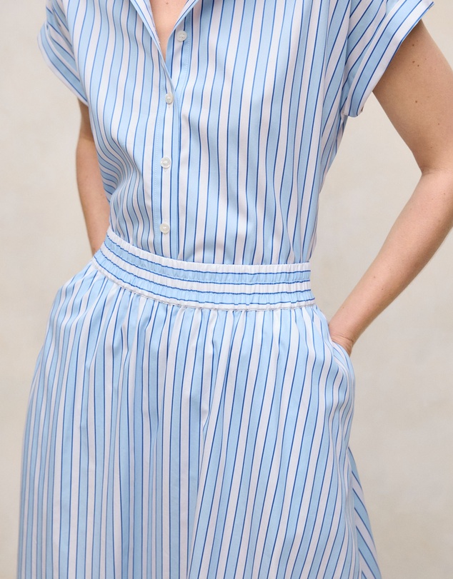 Trenery - Jacquard Stripe Poplin Skirt in Pastel Blue