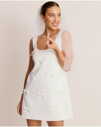 Six Stories - Scoop Neck Bow Detail Mini Dress