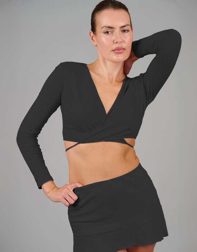 Love and Nostalgia -  Cross Your Heart Wrap Top - Black