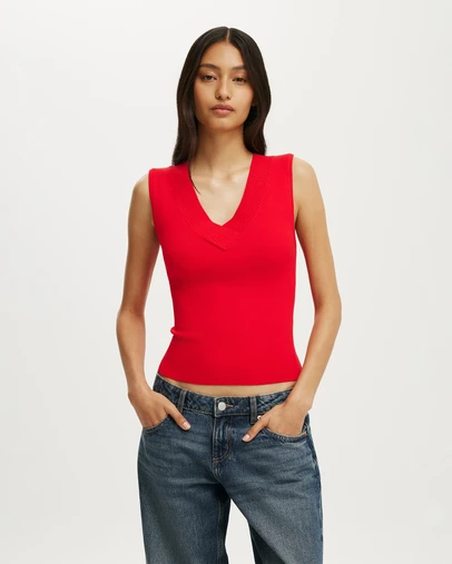 Cotton On - Double Knit V Neck Tank