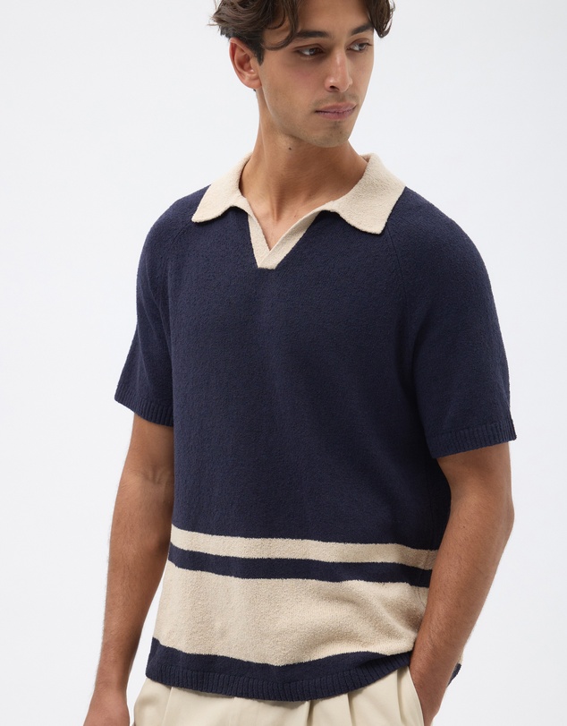 AERE - Organic Cotton Boucle Stripe Polo