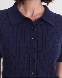 Sportscraft - Cotton Cable Short Sleeve Knit Top