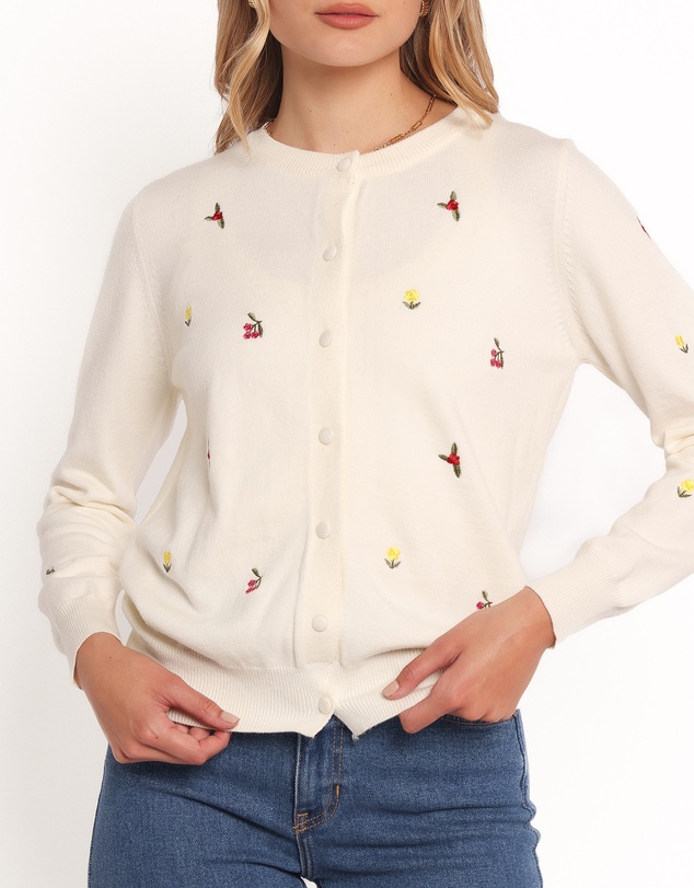 Petal & Pup - Millen Flower Embroidery Cardigan - Cream