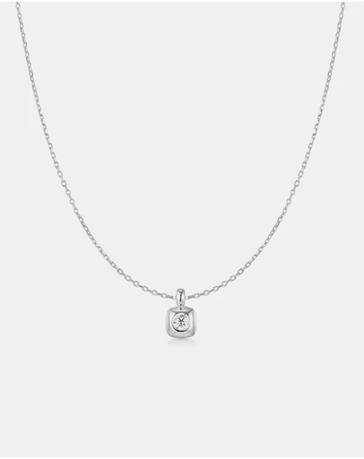 Ania Haie - Ania Haie Silver Modern Bezel-Set Solitaire Necklace