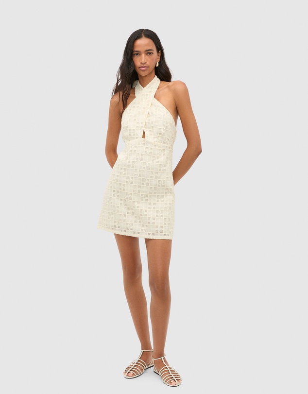 Seed Heritage - Tile Embroidery Halter Mini Dress