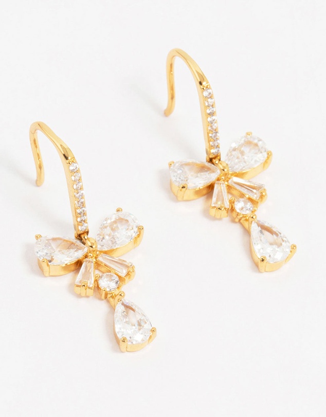 Lovisa - Gold Plated Cubic Zirconia Bow Teardrop Earrings