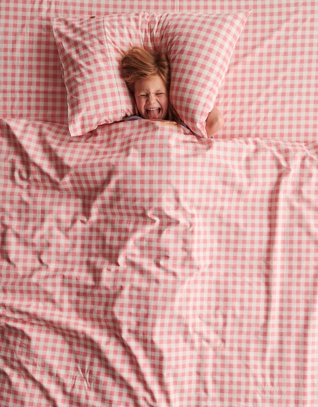 Kip&Co - Gingham Candy Organic Cotton Fitted Sheet Cot - Babies