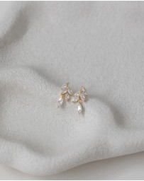 The White Collection - Eve - Dainty Gold Bridal Drop Earrings
