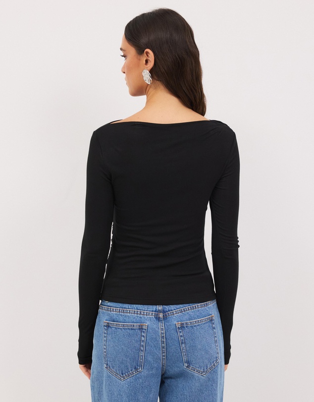 Calli - Mia Draped Long Sleeve Jersey Top