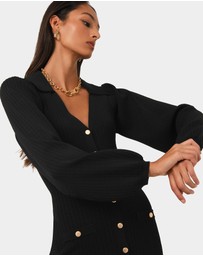 Forcast - Lara Collar Midi Knit Dress