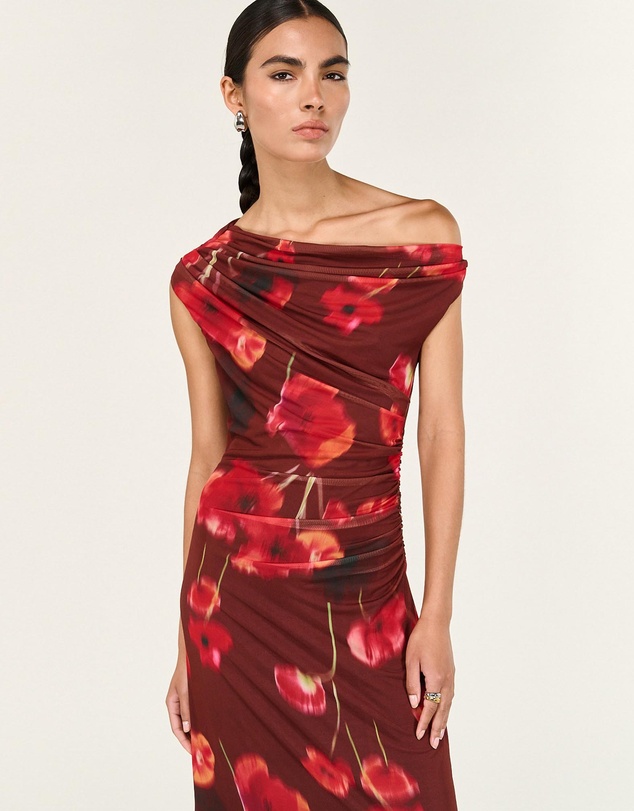 Staple the Label - Vivi Mesh Asymmetrical Midi Dress