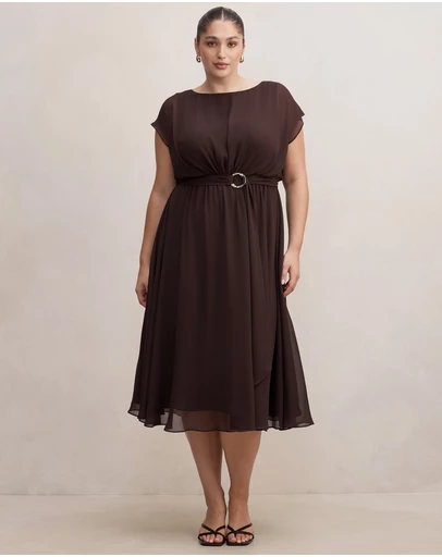 Forever New Curve - Jane Curve Sheer Draped Midi Dress