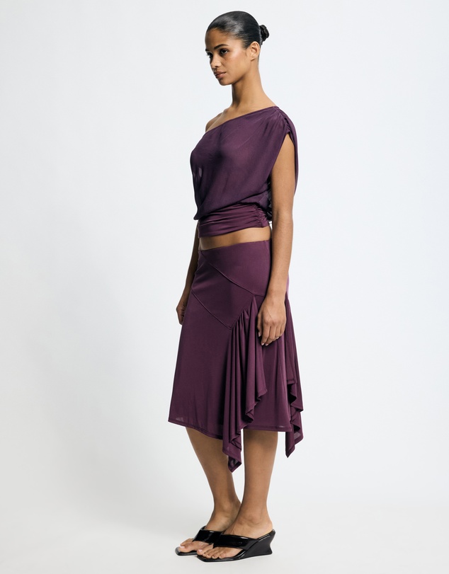 Lover - Mira Jersey And Georgette Asymmetric Top