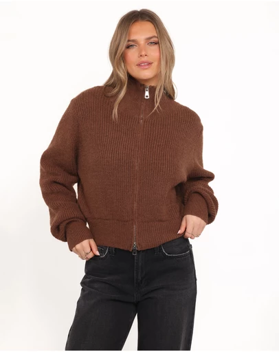 Petal & Pup - Kourtney Zip Cardigan - Brown