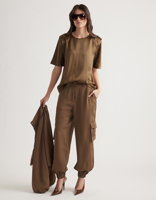Decjuba - Noah Shoulder Pad Satin Top