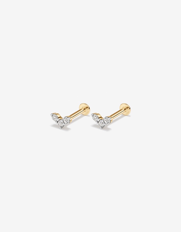 Michael Hill - Three Stone Diamond Stud Helix Earring in 10kt Yellow Gold