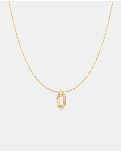 Ania Haie - Gold Sparkling Oval Hoop Pendant Necklace