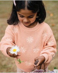 Kynd Baby - Embroidered Knit Jumper in Pearl