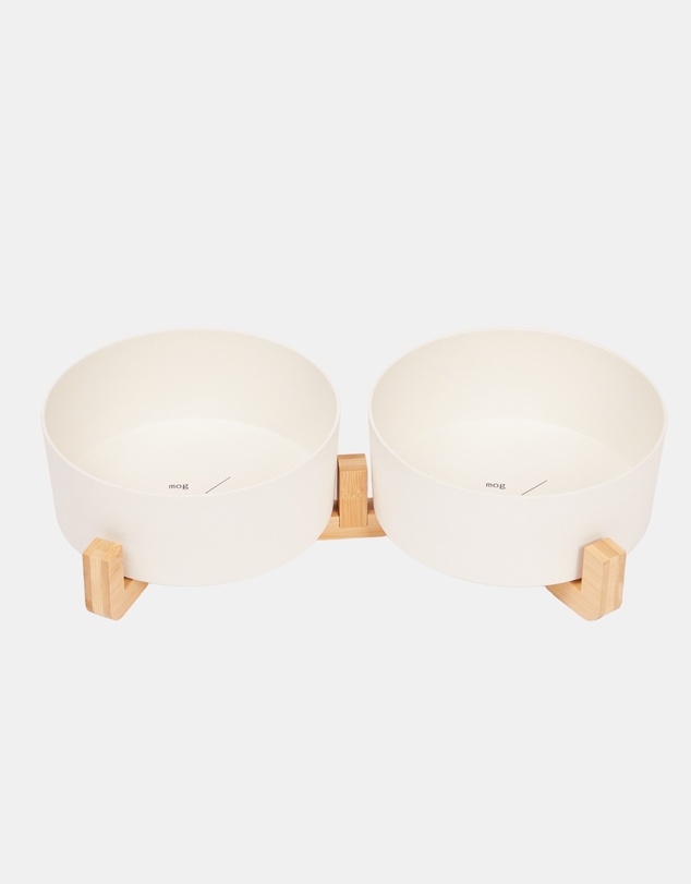 Mog & Bone - Double Bamboo Dog Bowl Natural