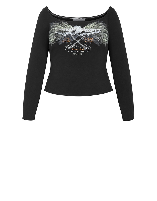 City Chic - Plus size Urban Status Off Shoulder Top - black