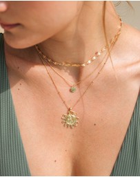 Elli Jewelry - Necklace Choker Layer Platelet Pendant Vintage in 925 Sterling Silver Gold Plated