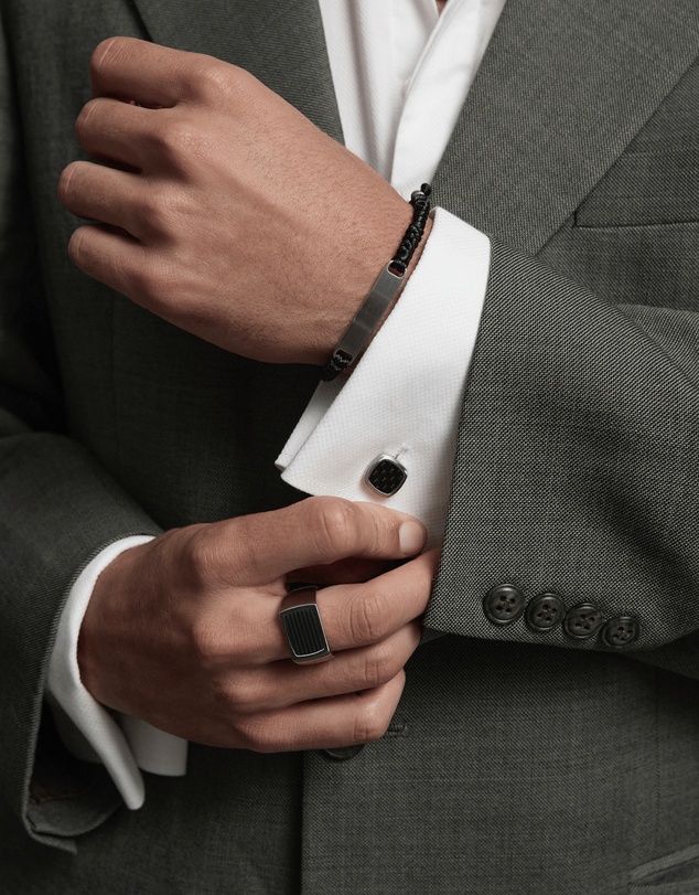 Najo - Aviator Carbon Fibre & Steel Square Cufflink
